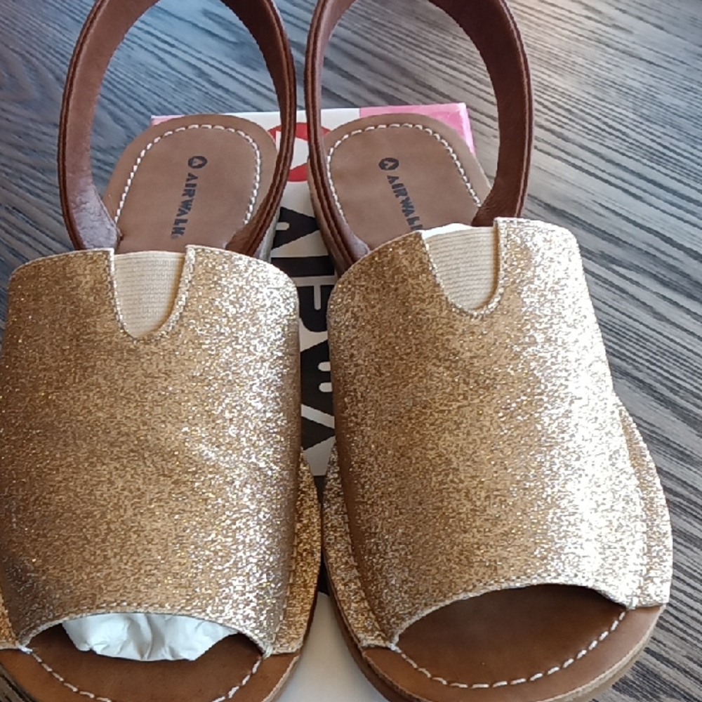 Airwalk Gold and Brown Glitter Sandals